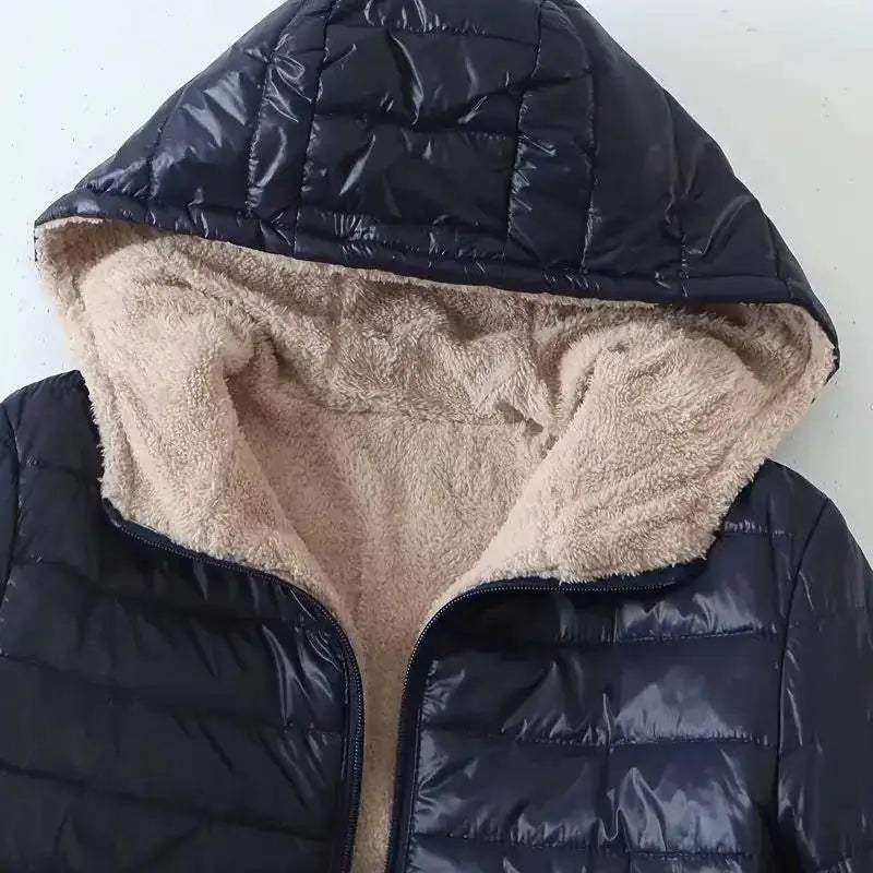 Casaco Impermeável Forrado de Lã com Zíper