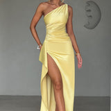 Vestido Longo em Cetim - Lemon