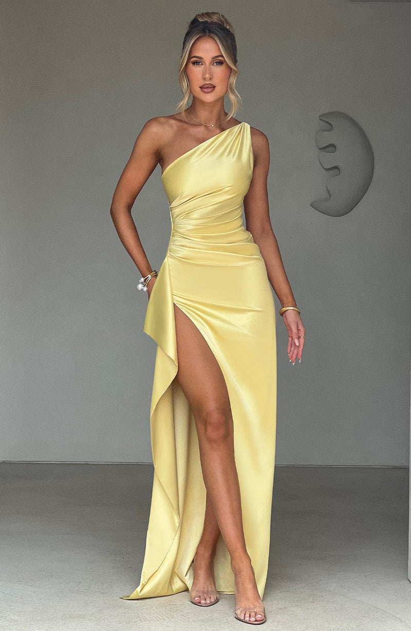 Vestido Longo em Cetim - Lemon