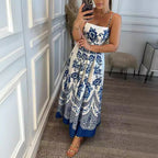 Vestido Longo Cropped Estampado - Grécia