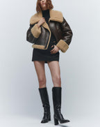 Jaqueta de Couro Forrada em Lã