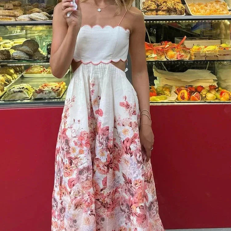 Vestido Midi com Decote Reto