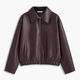 Jaqueta de Couro Sintético com Zíper - Vintage