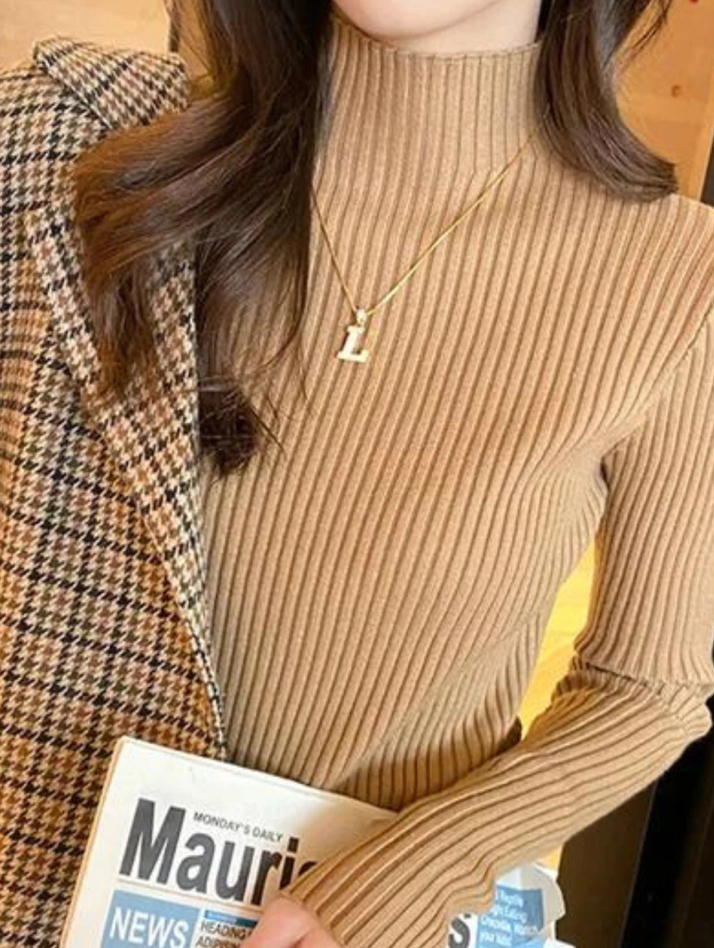 Blusa Canelada Gola Alta