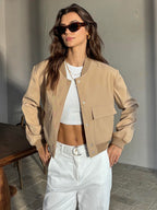 Jaqueta Bomber com Bolsos Clássica