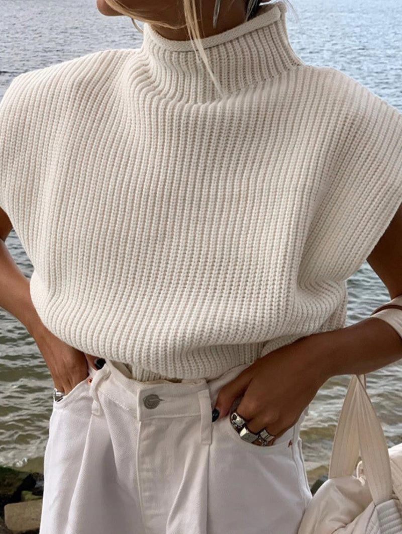 Blusa Casual de Tricô Gola Alta