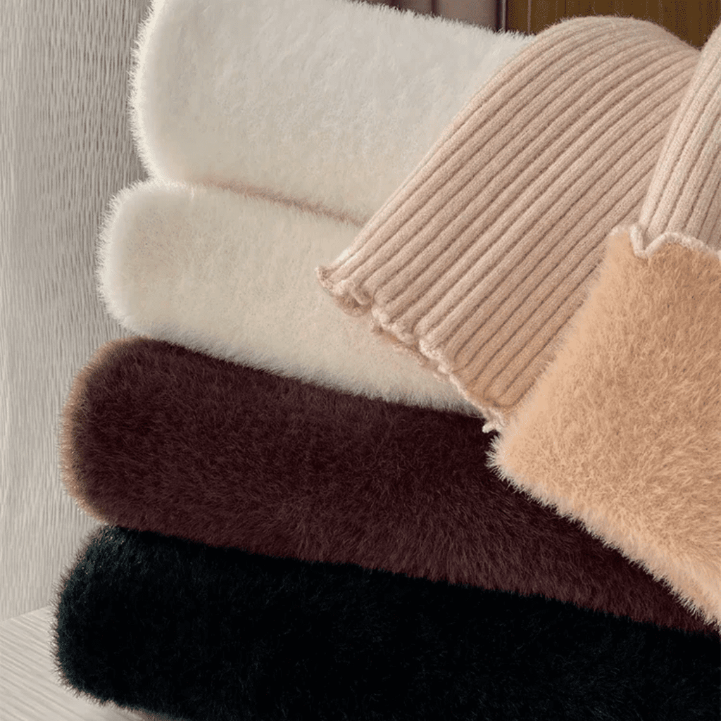 Blusa Peluciada e Canelada com Gola Alta