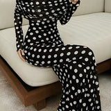 Vestido Longo com Estampa de Bolinhas - Polka